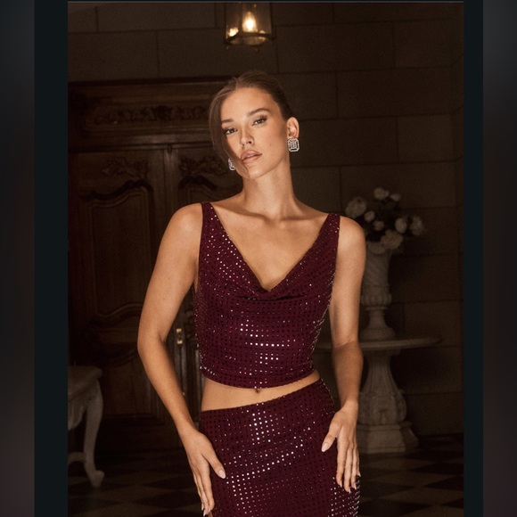 Meshki Ellery Square Diamanté Top & Skirt - Picture 2 of 8